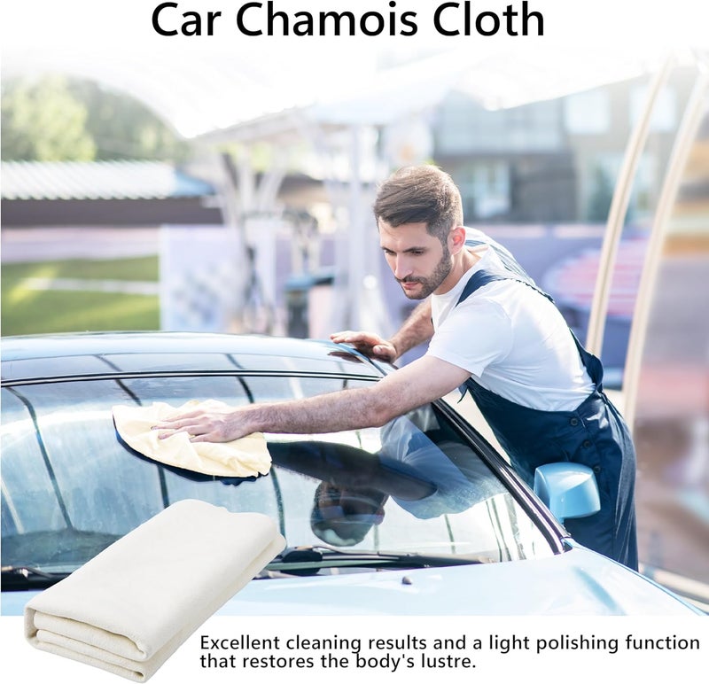 ecocstm Chamois Towel for Car, Shammy Cloth for Car Drying 15" x 25" (2.5 sq ft), Absorber Towel for Car Chamois Cloth, Real Leather Reusable Washing Shammy for Car Drying, Window Glass Cleaning, Home - Image 5